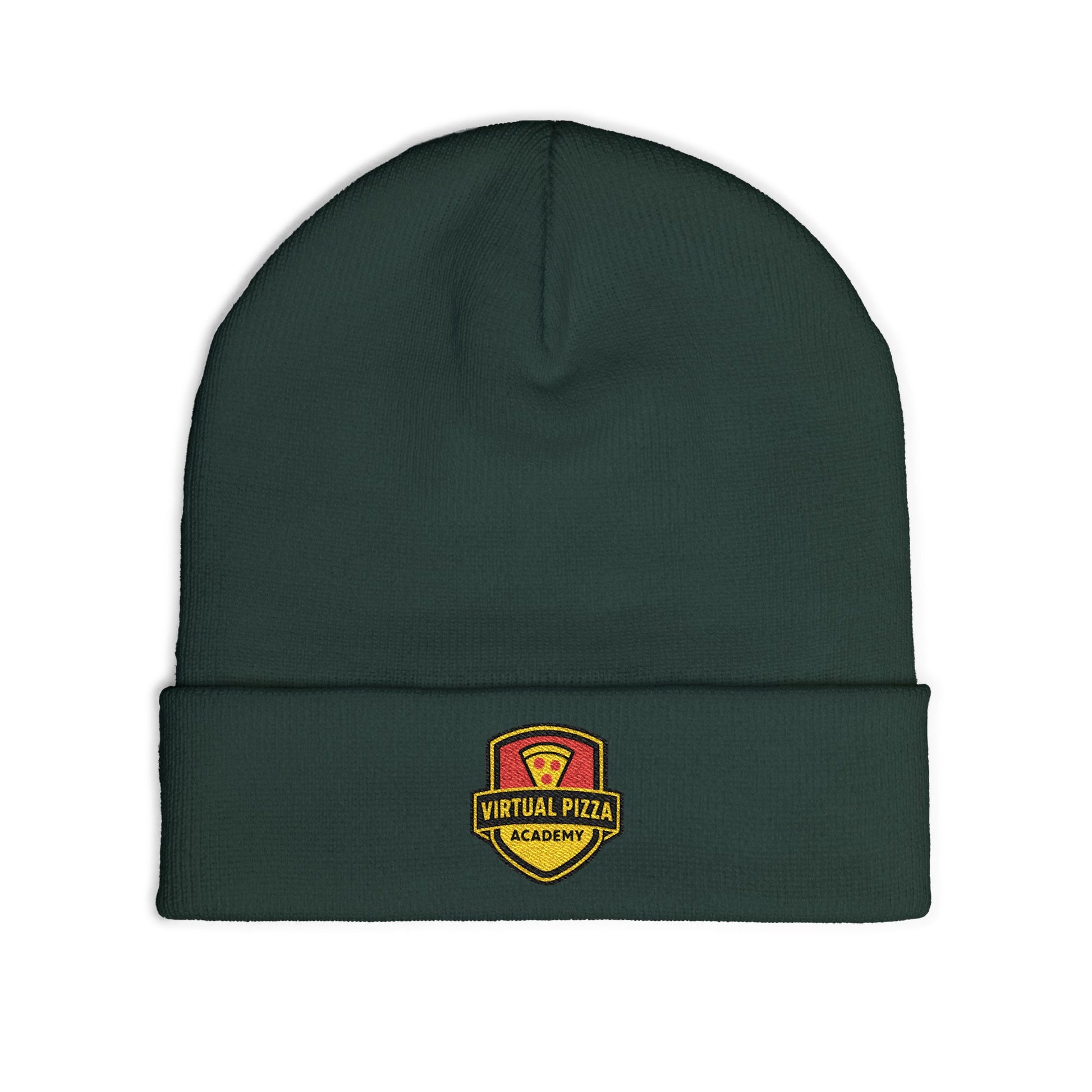 Embroidered 'Virtual Pizza Academy' Crest Logo Knit Beanie