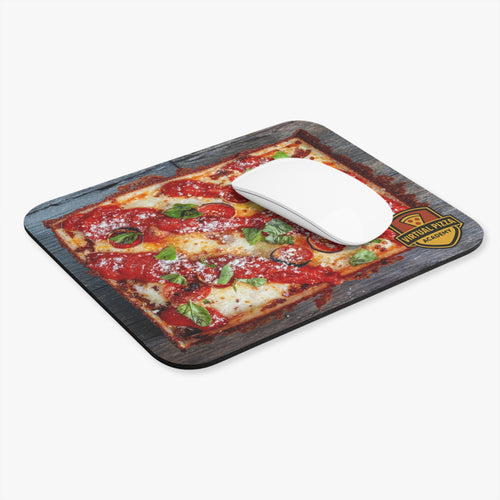 Pizza Desk Mouse Pad — Pepperoni Detroit Pizza with Virtual Pizza Academy Logo