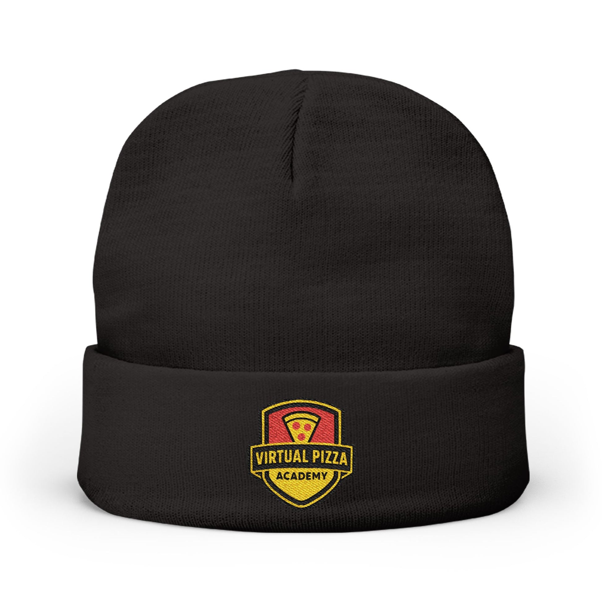 Embroidered 'Virtual Pizza Academy' Crest Logo Knit Beanie