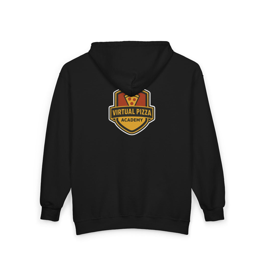 Virtual Pizza Academy Zip Hoodie — Embroidered Pizza Shield Logo