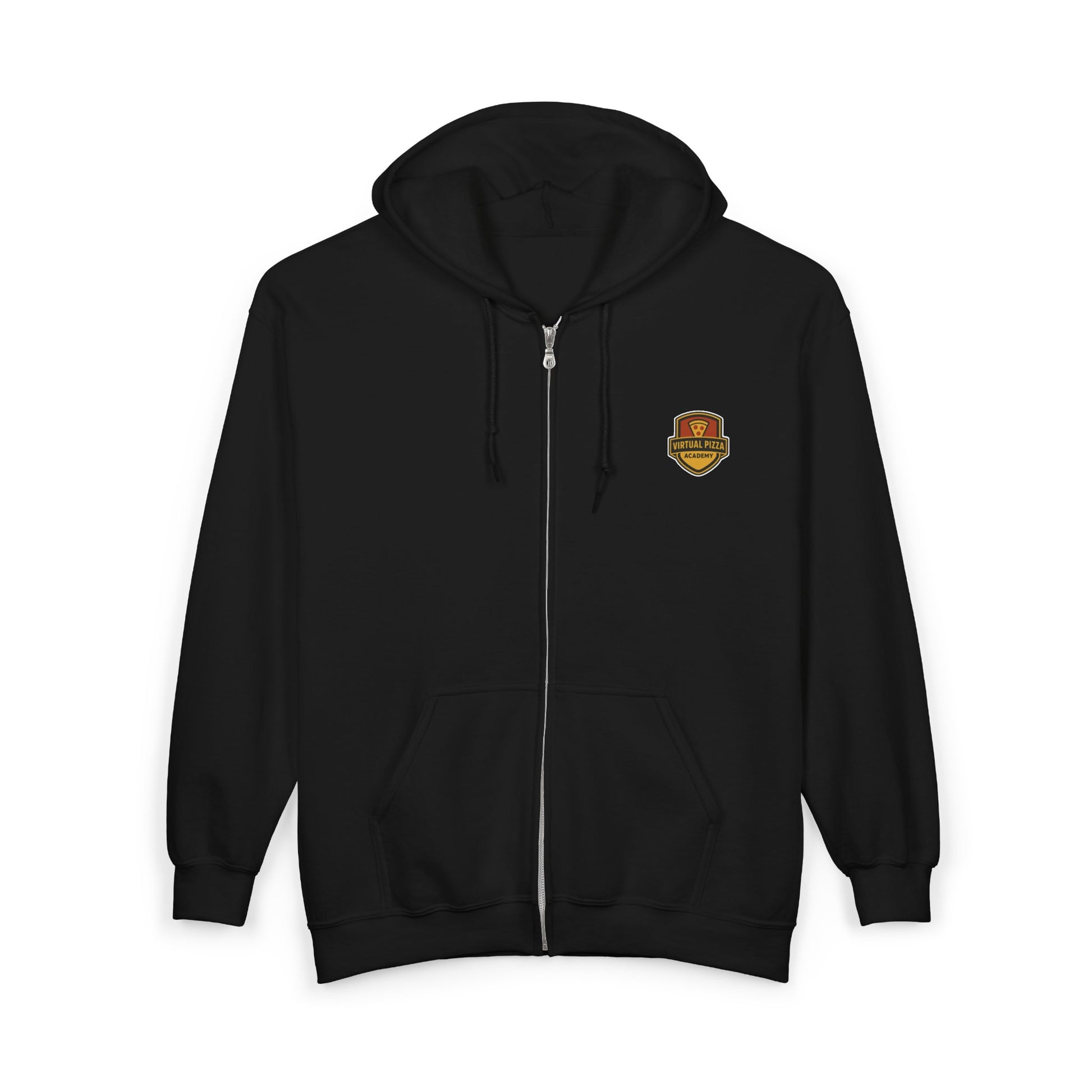 Virtual Pizza Academy Zip Hoodie — Embroidered Pizza Shield Logo