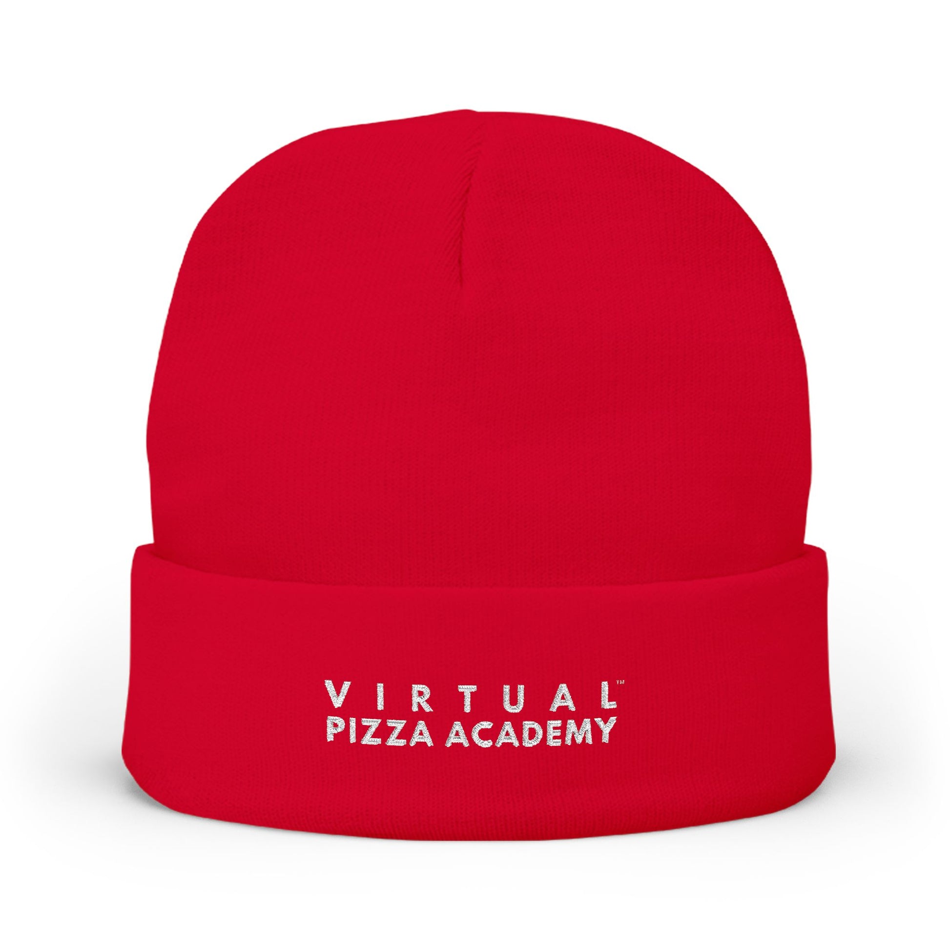 Embroidered 'Virtual Pizza Academy' Block Logo Knit Beanie