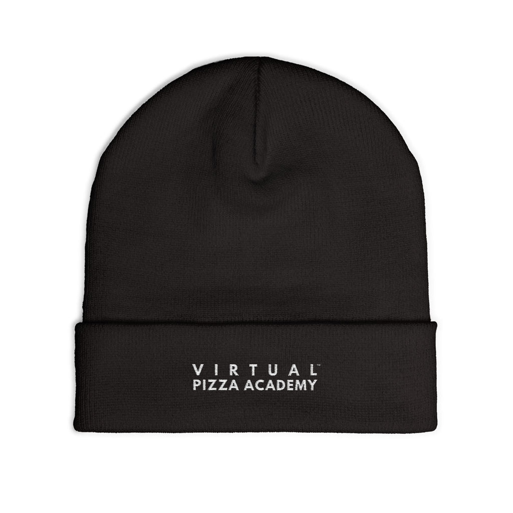 Embroidered 'Virtual Pizza Academy' Block Logo Knit Beanie