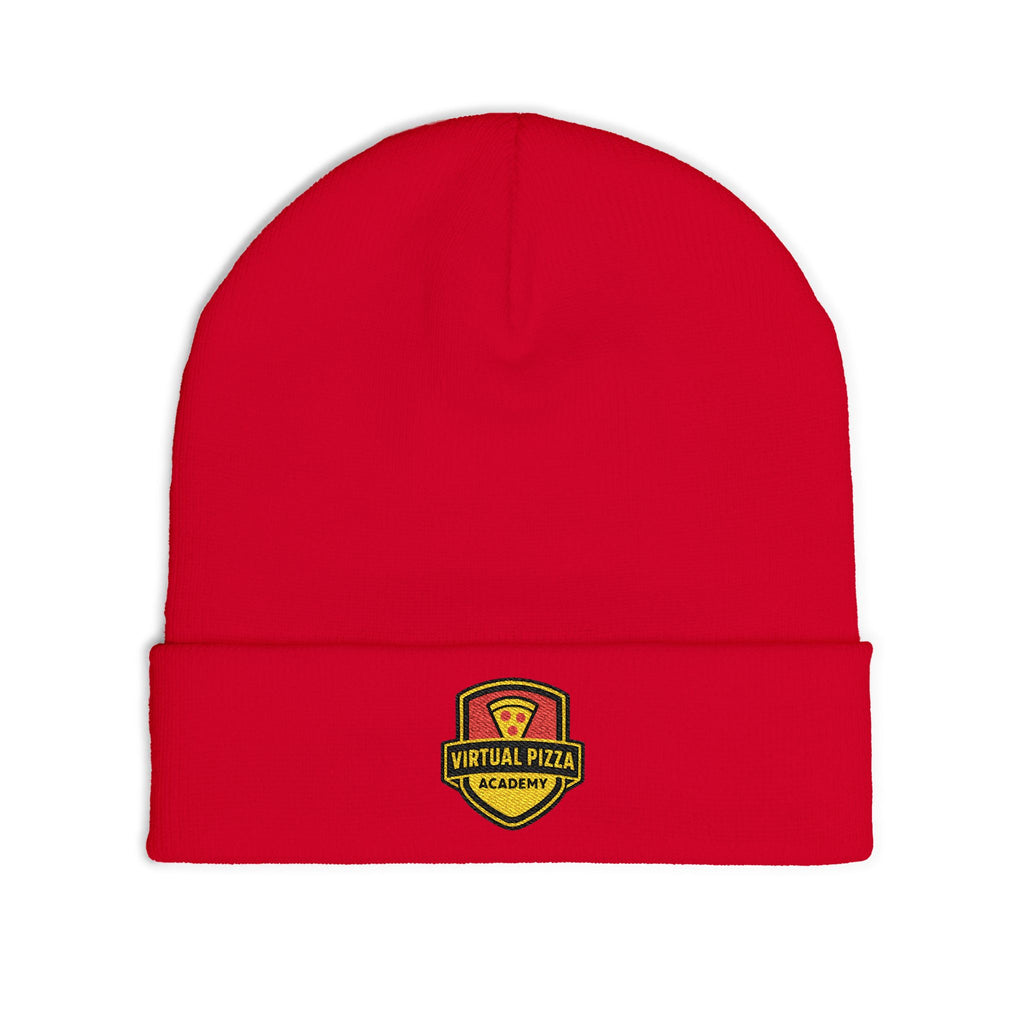 Embroidered 'Virtual Pizza Academy' Crest Logo Knit Beanie