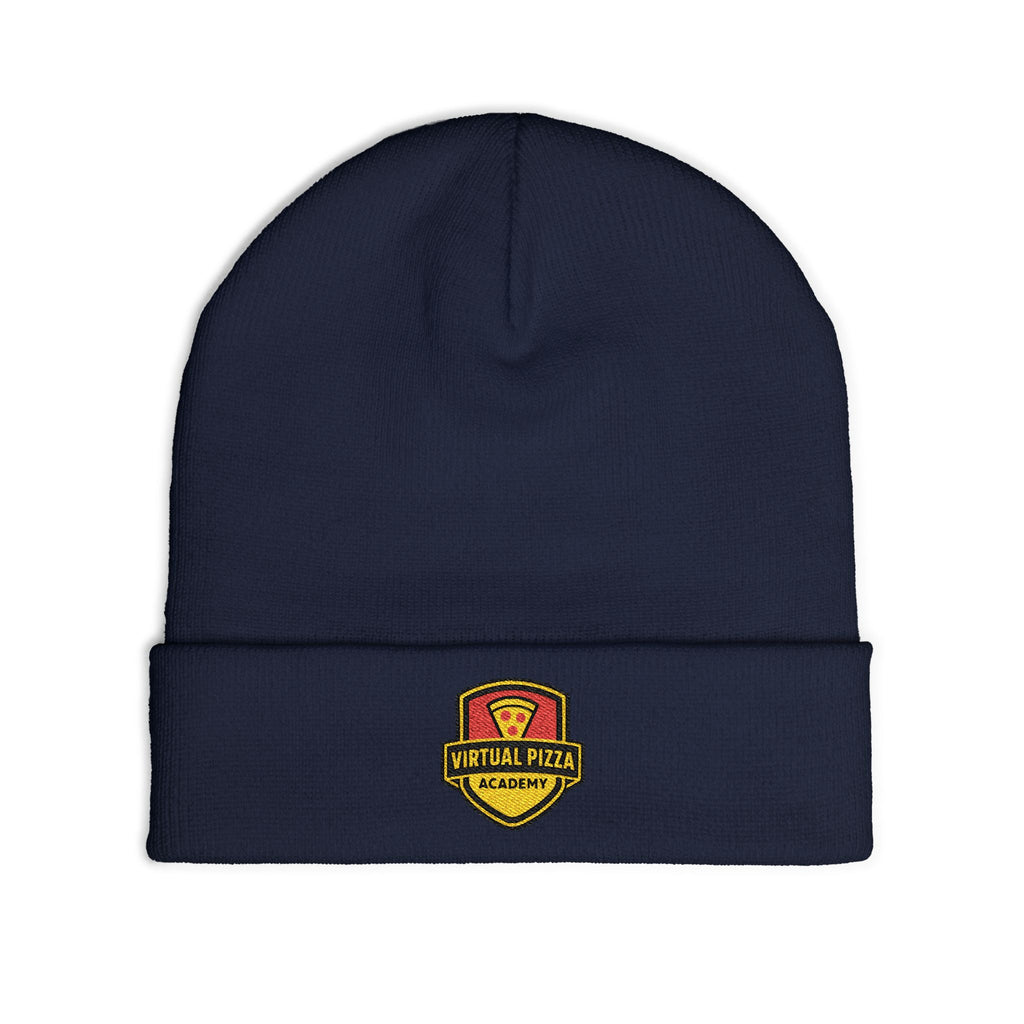 Embroidered 'Virtual Pizza Academy' Crest Logo Knit Beanie