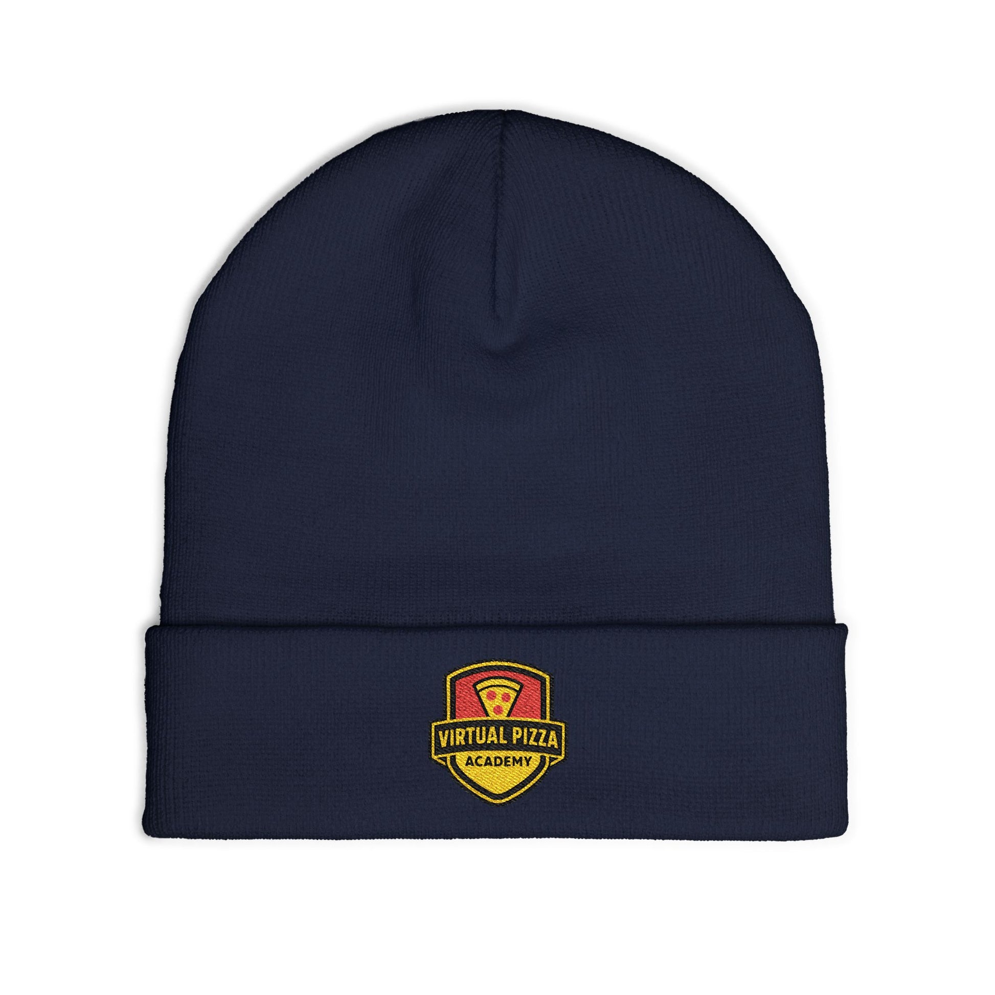 Embroidered 'Virtual Pizza Academy' Crest Logo Knit Beanie