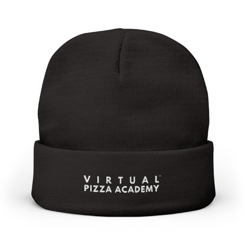 Embroidered 'Virtual Pizza Academy' Block Logo Knit Beanie
