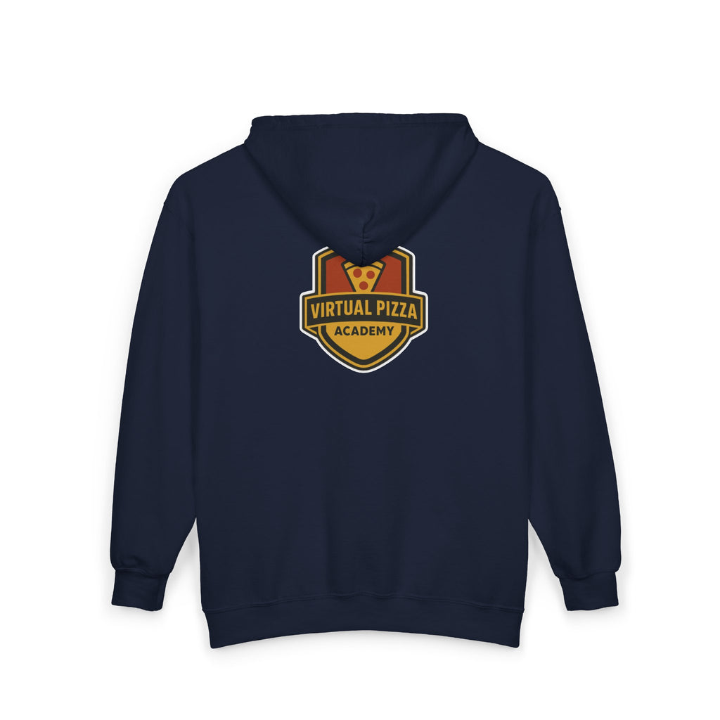 Virtual Pizza Academy Zip Hoodie — Embroidered Pizza Shield Logo