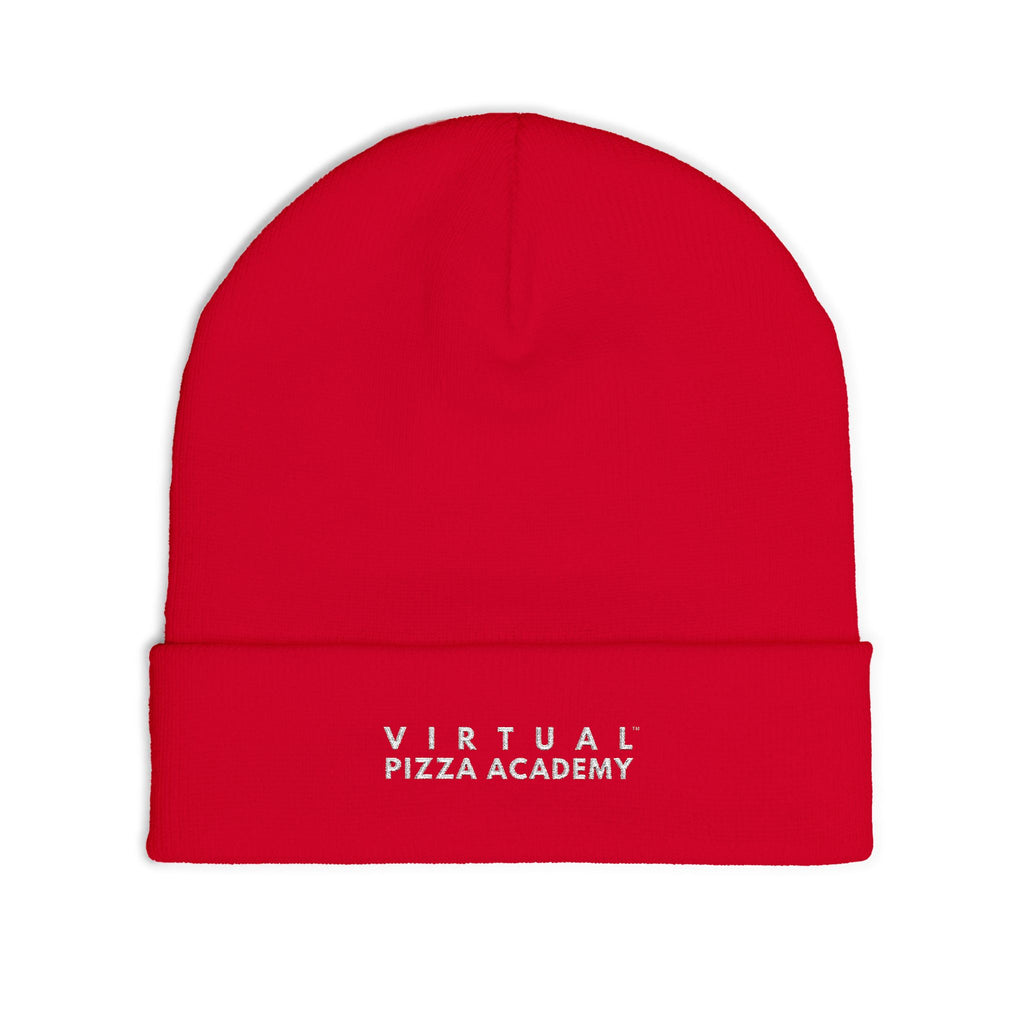 Embroidered 'Virtual Pizza Academy' Block Logo Knit Beanie
