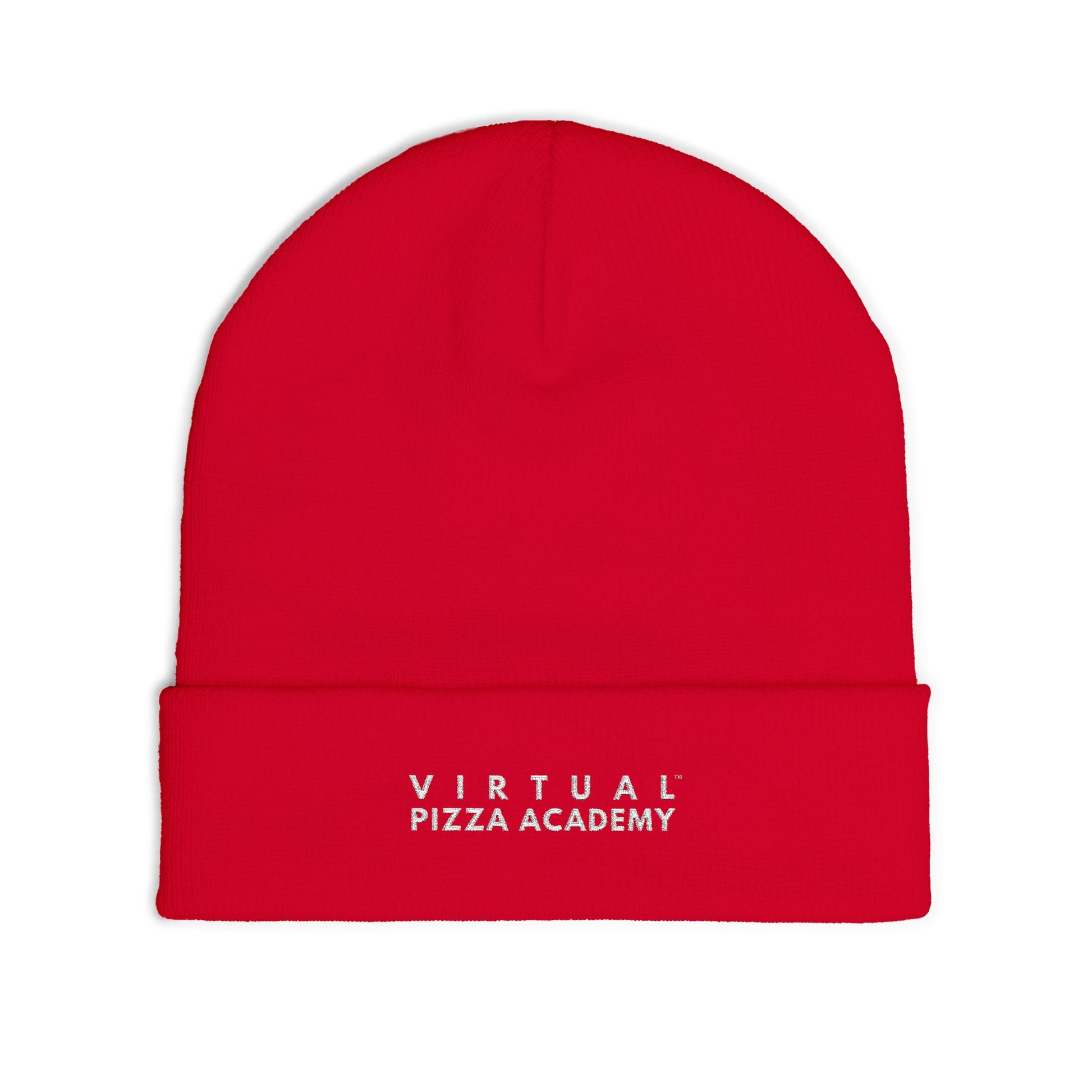 Embroidered 'Virtual Pizza Academy' Block Logo Knit Beanie