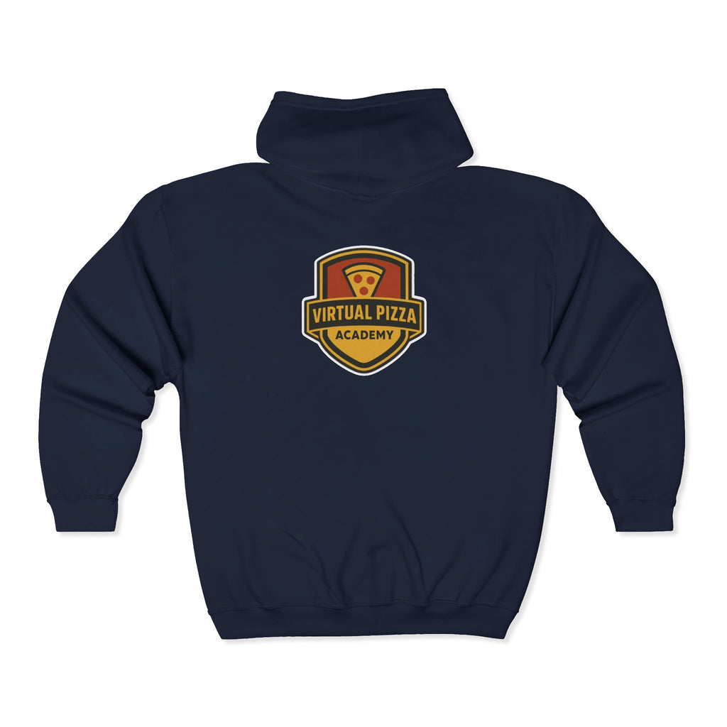 Virtual Pizza Academy Zip Hoodie — Embroidered Pizza Shield Logo