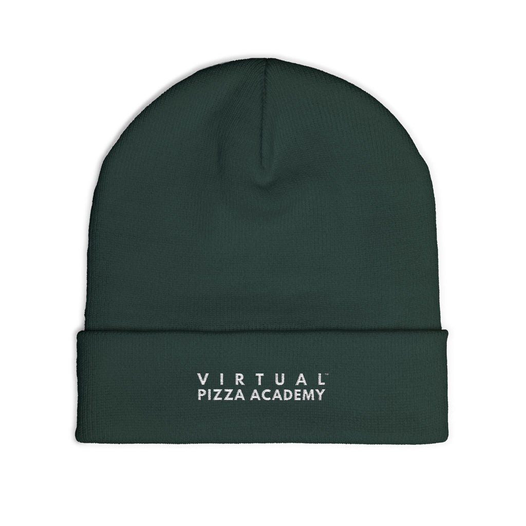 Embroidered 'Virtual Pizza Academy' Block Logo Knit Beanie