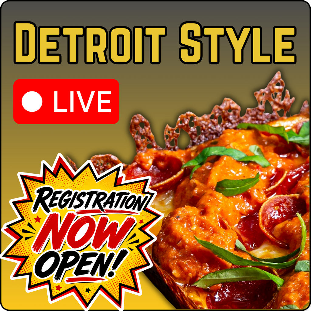 Detroit Style Pizza Virtual Class. (Live - 90 Minutes)